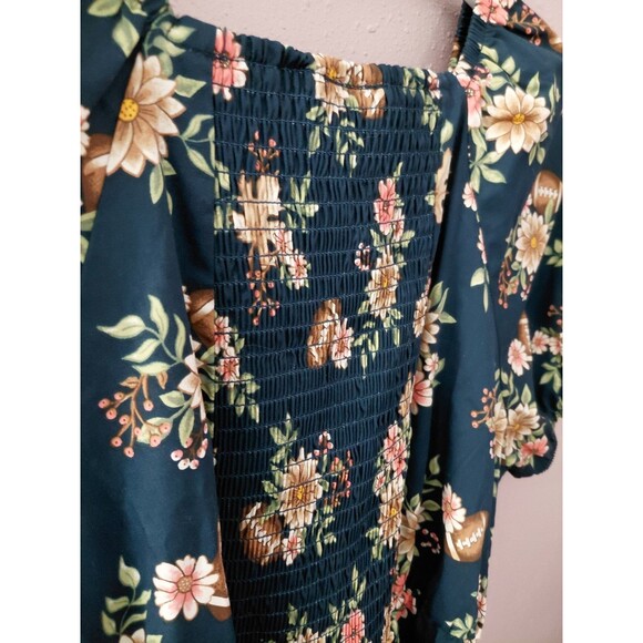 Zac Kids Girls Midnight Blue Floral Short Sleeve Smocked Dress Size 18(XXL) NWT - Picture 10 of 14